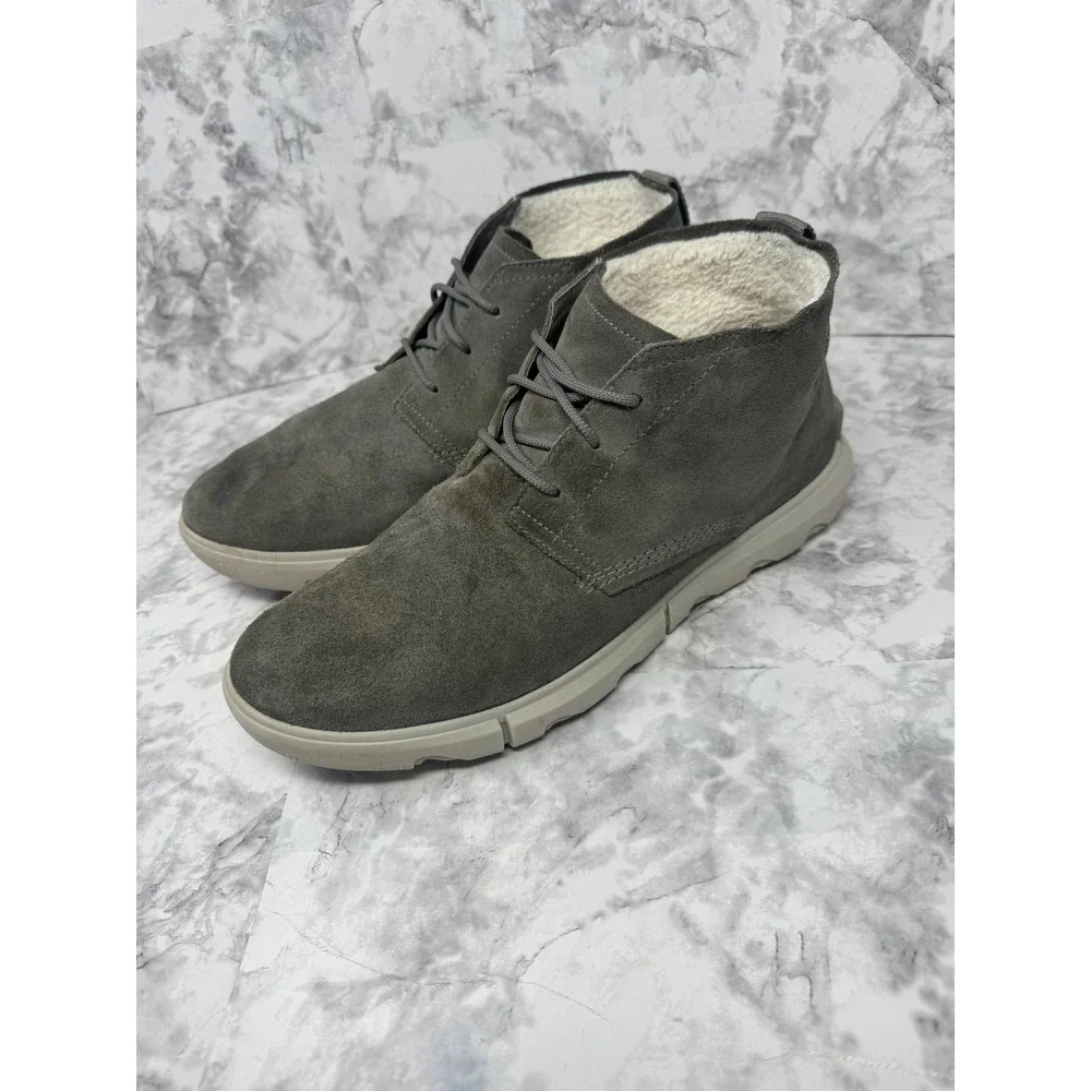 Sorel Kinetic Short Boot Mens 13 Quarry Grey Waterproof Suede Faux Fur Lined
